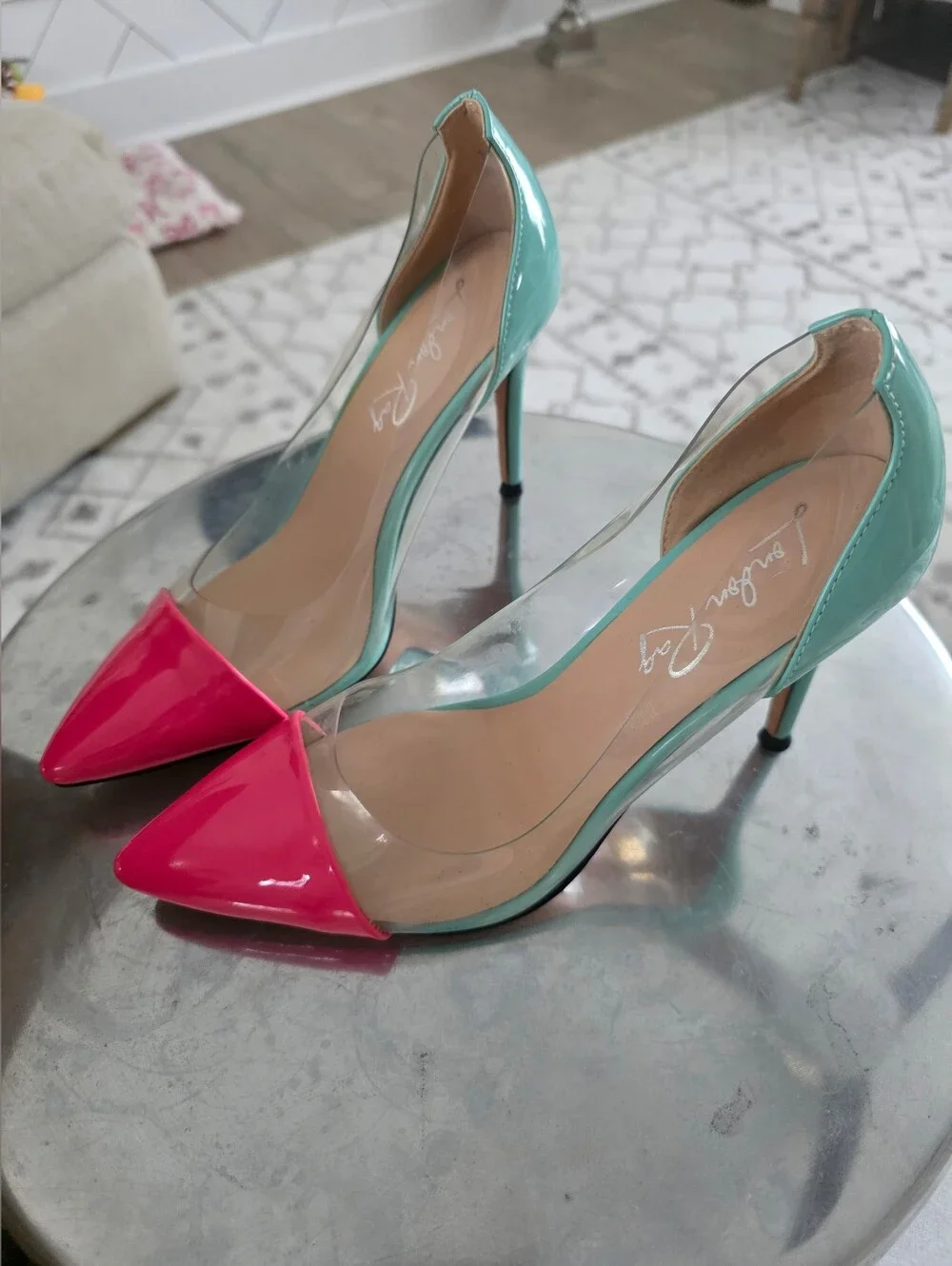 NEW Pointed-Toe Turq, Clear and Hot Pink Heels